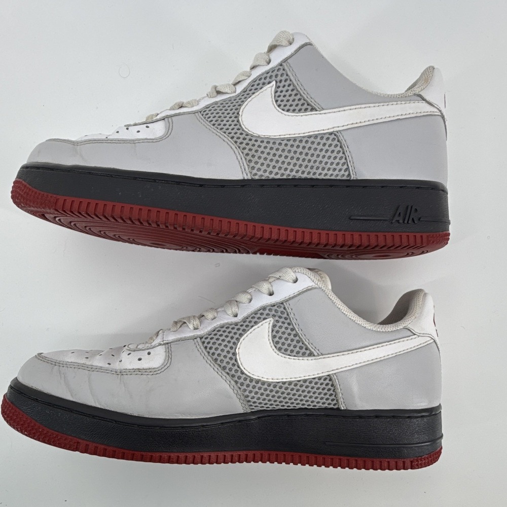 Nike Air Force 1 '07 Low Top men's 8.5 White Grey Black Red Sneakers 315122-118